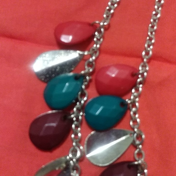 🔥 Sale🔥double silver chain necklace earring set - Picture 3 of 5